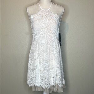 Trixxi White Halter Dress Lace and Tulle Sleeveless Mini Size‎ XL